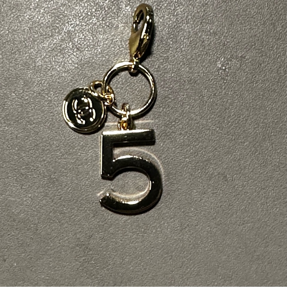 Gold Number 5 Charm Pendant